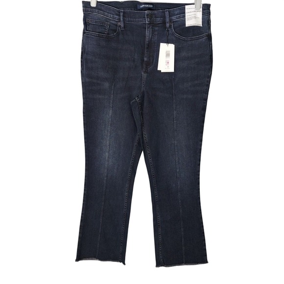 Calvin Klein Women Jeans 32 Cut Off Kick Boot Stonewash Black Stretch casual - Picture 1 of 12